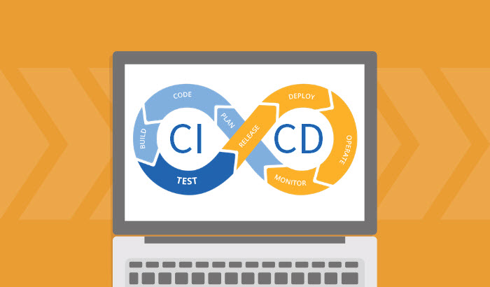 CI CD benefits a computer screen with infinity symbol