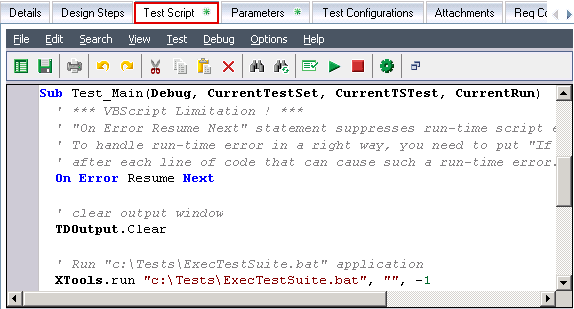 Edit Test Script