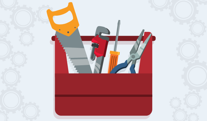 Toolbox representing types of tools for testing