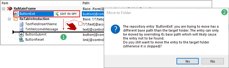 Moving repository items through RanoreXPath barriers