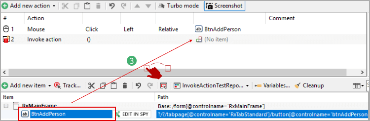 Linking repository item to invoke action