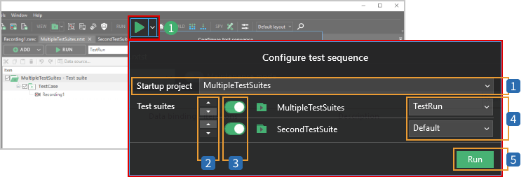 Multiple test suites - test sequence configuration