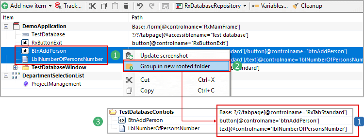 Grouping existing repository items into a new rooted folder