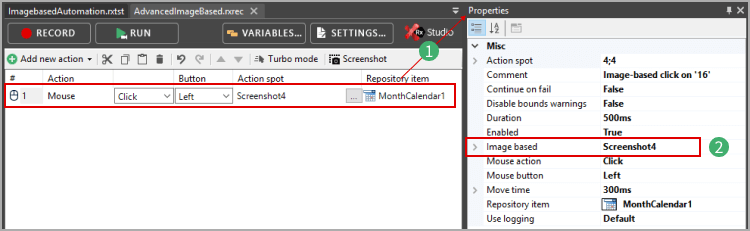 Opening and changing image-based property settings