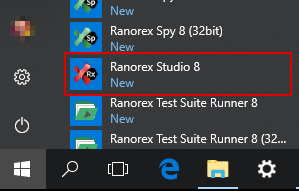Ranorex Studio program icon in Windows start menu