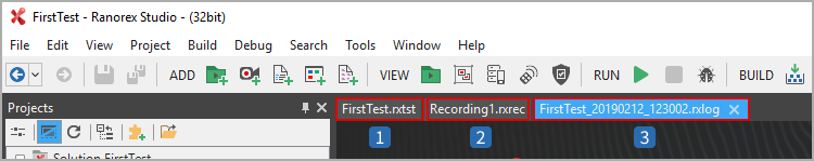 Available register tabs for different files in Studio file view