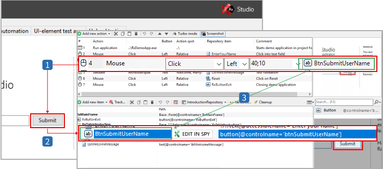 Link between actions & repository items Link between actions & repository items