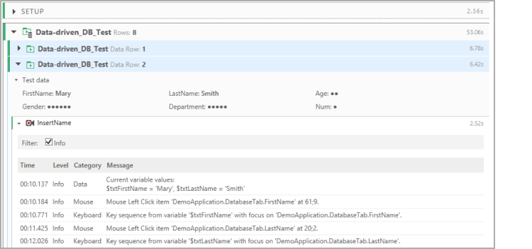 Detailed test result of data-driven testing Detailed test result of data-driven testing