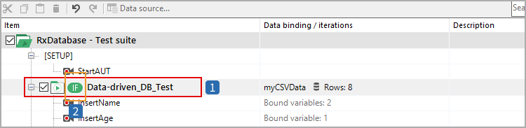 Condition indicator in test suite view