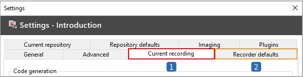 Recorder settings overview
