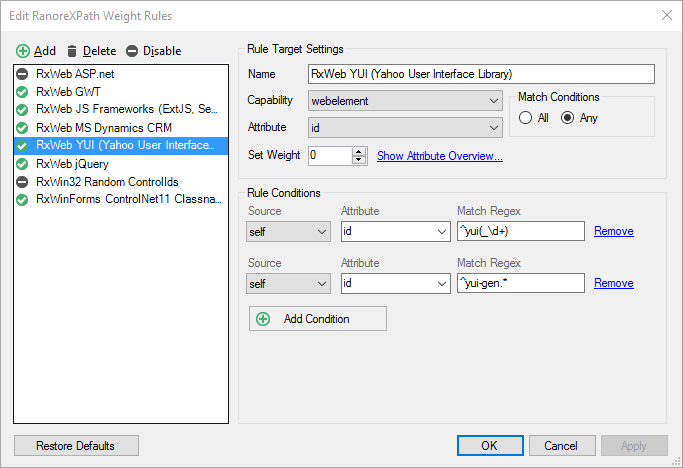 RanoreXPathWeight Editor