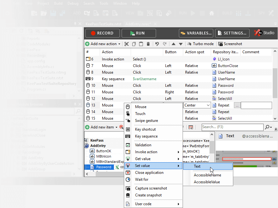 Action editor & recorder